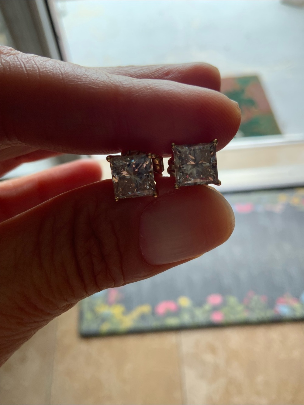 IGI F/VS1 4.85Ct Princess Cut Lab Grown Custom Made Diamond Earrings 18K YG